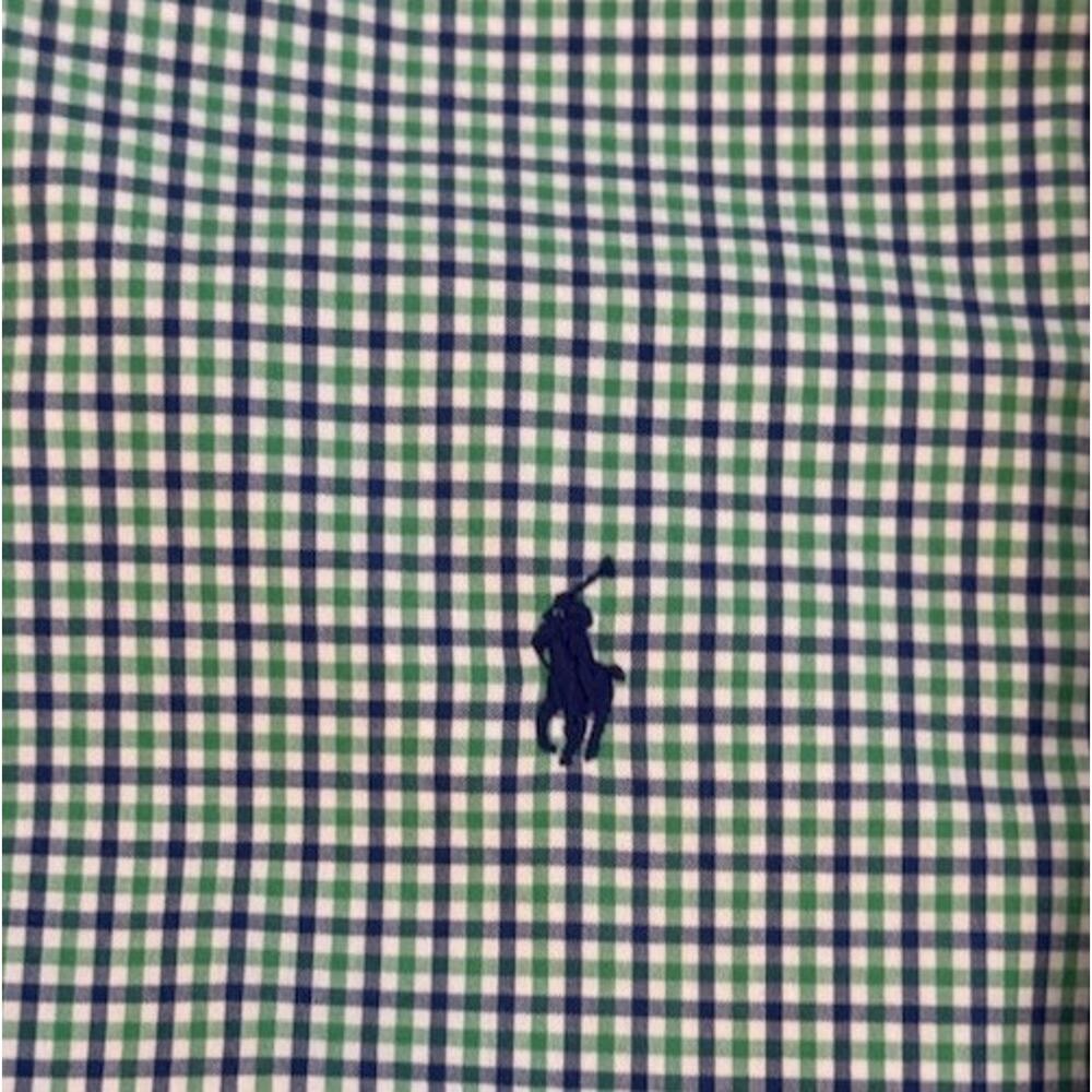 Ralph Lauren Polo Mens XL Green Blue Pony Check Custom Fit Long Sleeve Shirt